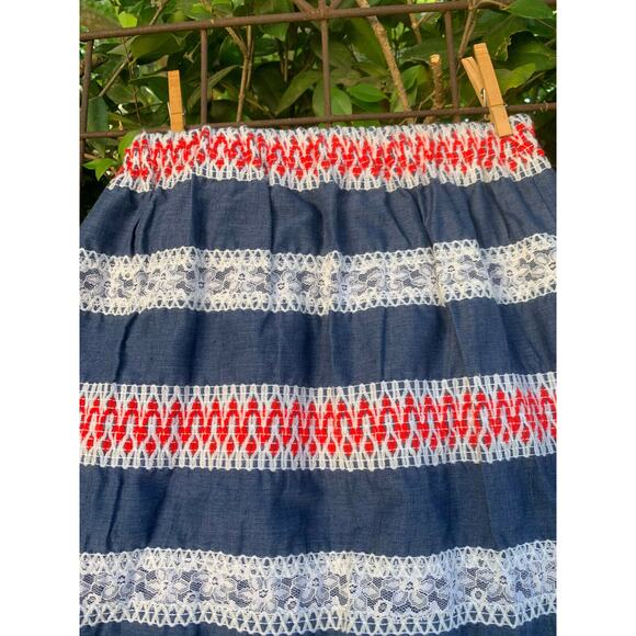 Vintage 60s Hippie Boho Maxi YARN LACE Skirt Festival 4th of July Summer Beach - Picture 4 of 5